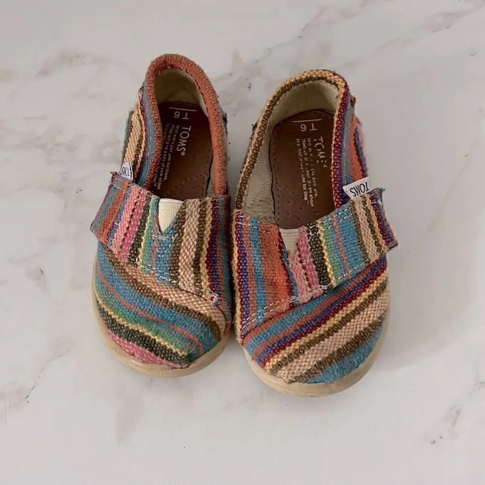 Toms Kids Multicolor Striped Slip On EUC